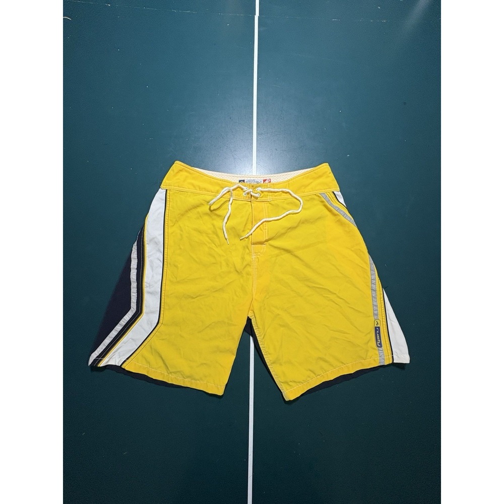 Vintage RUSTY Board Shorts Men's 36 Blue Yellow Y2K Surf Swim Trunks Rare